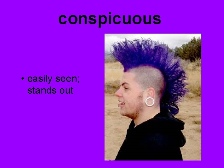 conspicuous • easily seen; stands out 