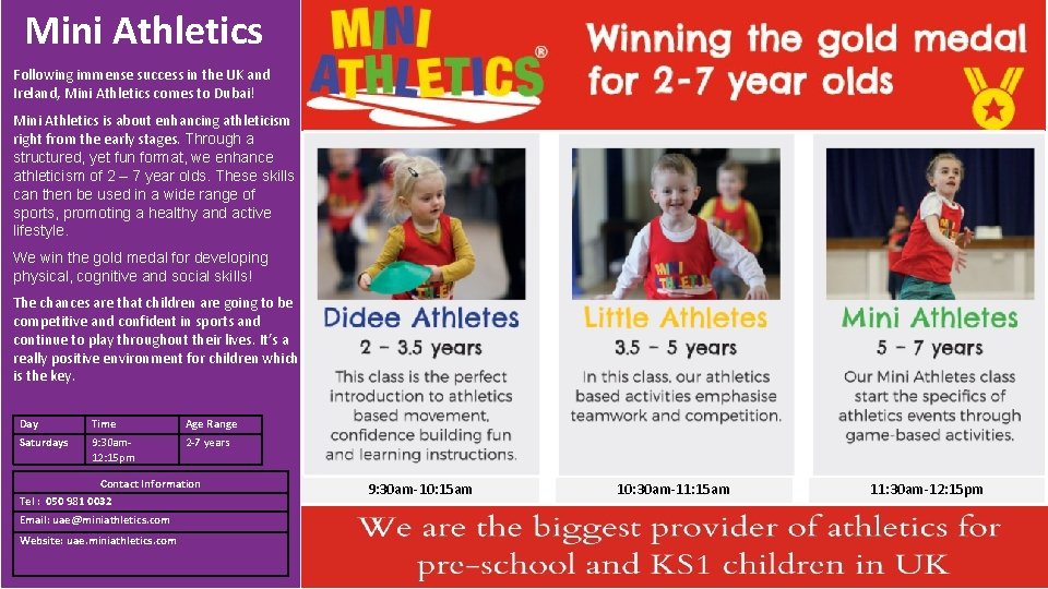 Mini Athletics Following immense success in the UK and Ireland, Mini Athletics comes to
