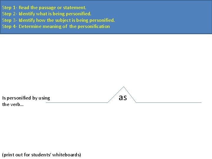 Step 1 - Read the passage or statement. Step 2 - Identify what is