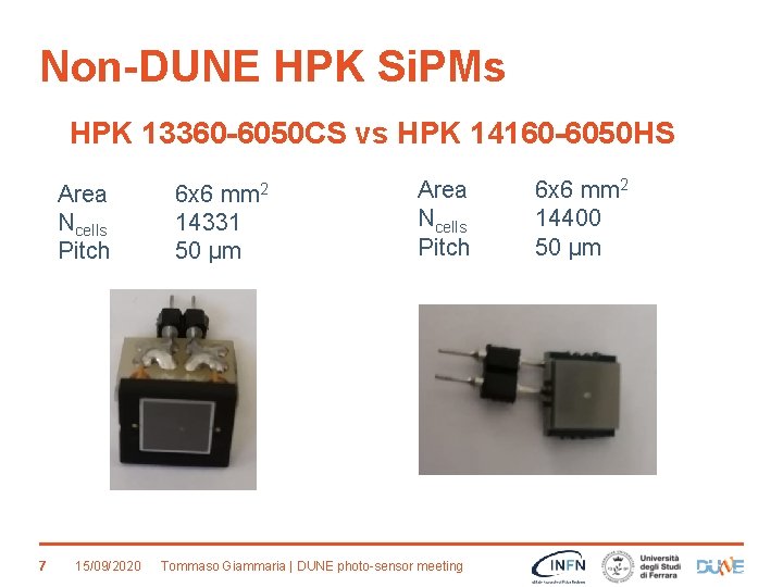 Non-DUNE HPK Si. PMs HPK 13360 -6050 CS vs HPK 14160 -6050 HS Area