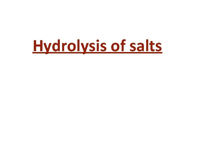 Hydrolysis of salts 