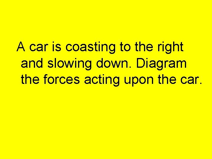 A car is coasting to the right and slowing down. Diagram the forces acting