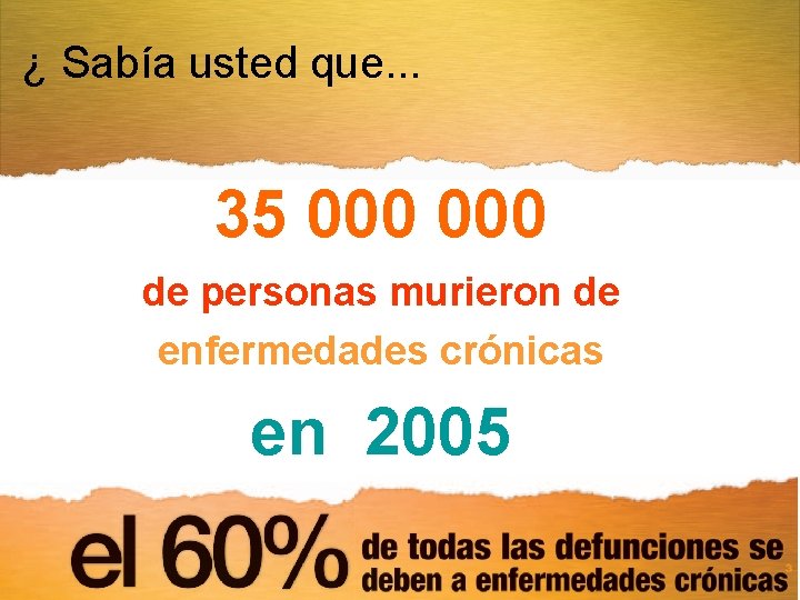 ¿ Sabía usted que. . . 35 000 de personas murieron de enfermedades crónicas