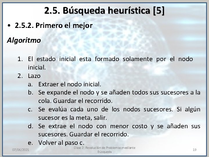 2. 5. Búsqueda heurística [5] • 2. 5. 2. Primero el mejor Algoritmo 1.