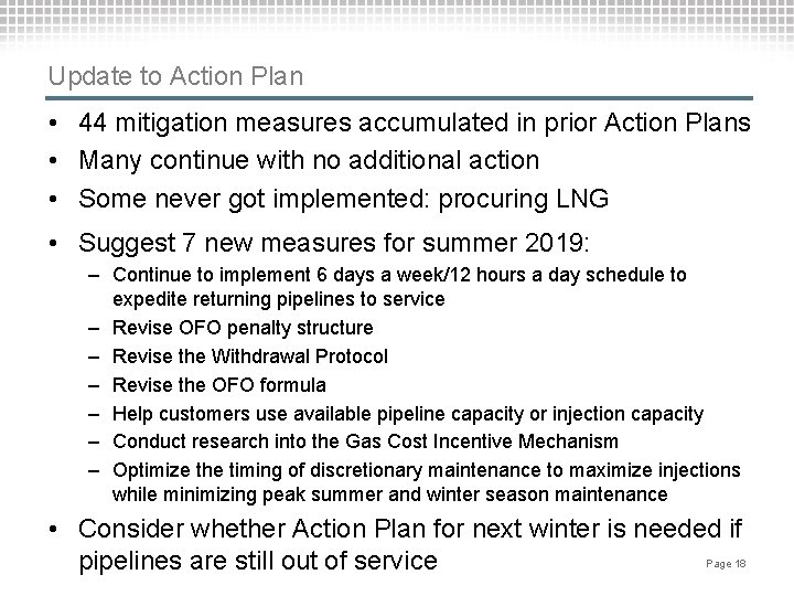 Update to Action Plan • 44 mitigation measures accumulated in prior Action Plans •
