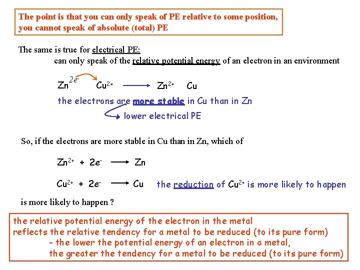 The point is that you can only speak of PE relative to some position,