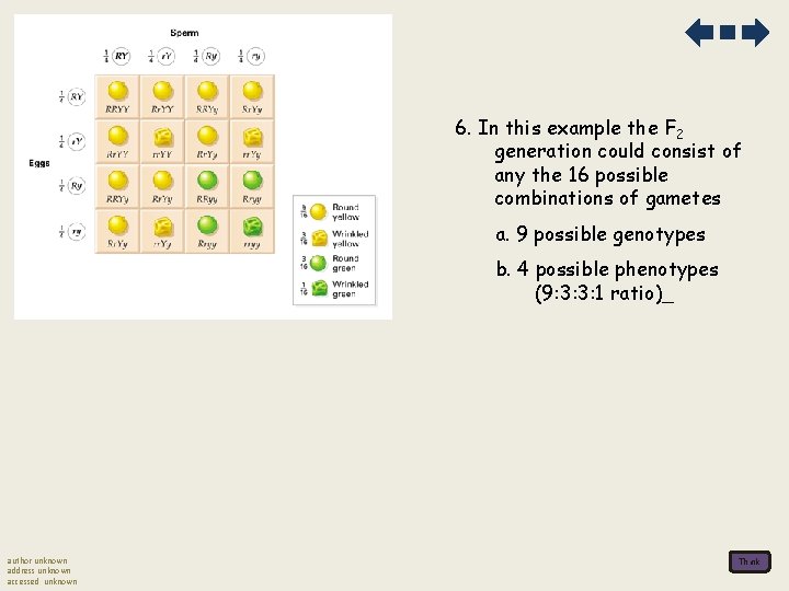 6. In this example the F 2 generation could consist of any the 16