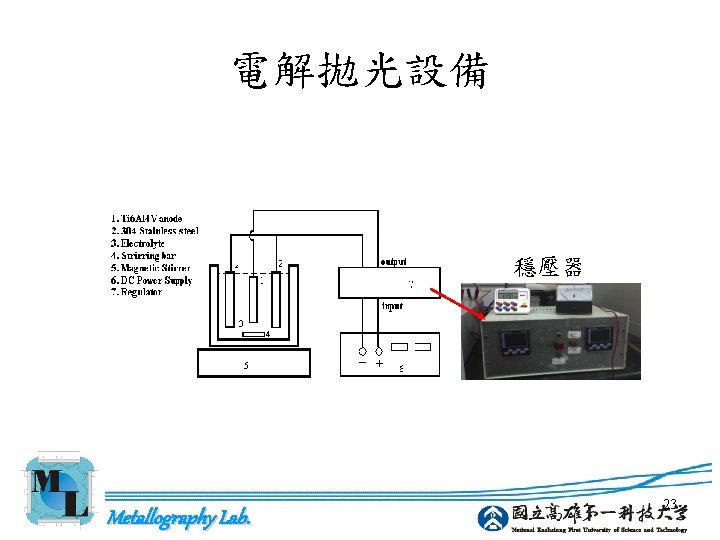 電解拋光設備 穩壓器 Metallography Lab. 23 