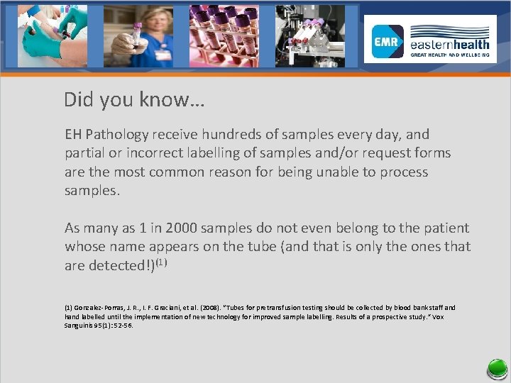 Did you know… EH Pathology receive hundreds of samples every day, and partial or