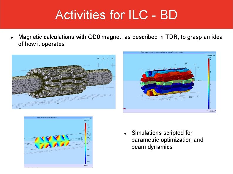 Activities for ILC - BD Magnetic calculations with QD 0 magnet, as described in