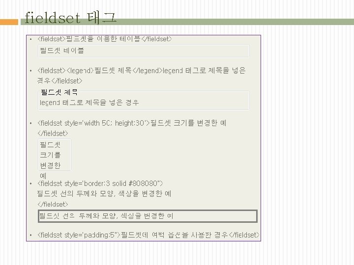fieldset 태그 