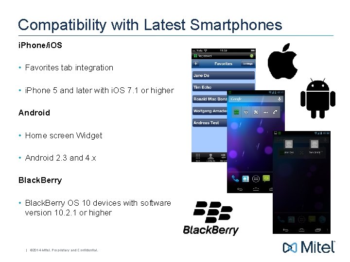 Compatibility with Latest Smartphones i. Phone/i. OS • Favorites tab integration • i. Phone