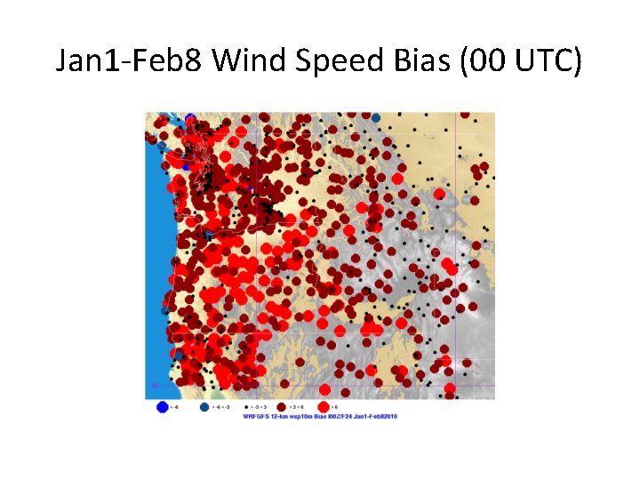 Jan 1 -Feb 8 Wind Speed Bias (00 UTC) 