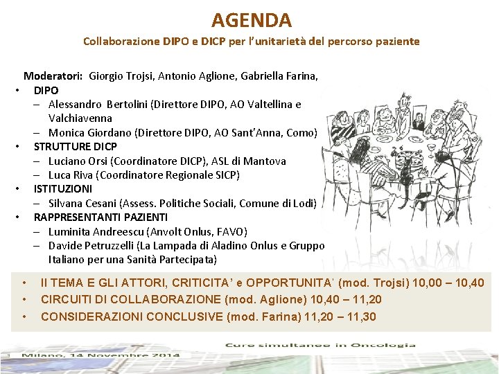 AGENDA Collaborazione DIPO e DICP per l’unitarietà del percorso paziente • • Moderatori: Giorgio