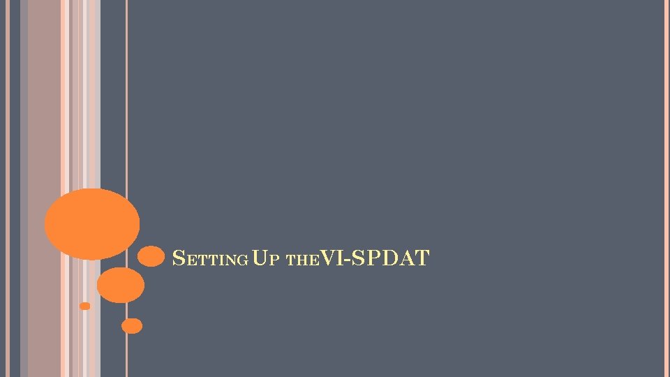 SETTING UP THEVI-SPDAT 