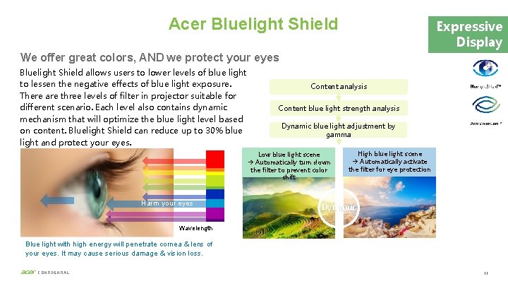 Acer Bluelight Shield Expressive Display We offer great colors, AND we protect your eyes