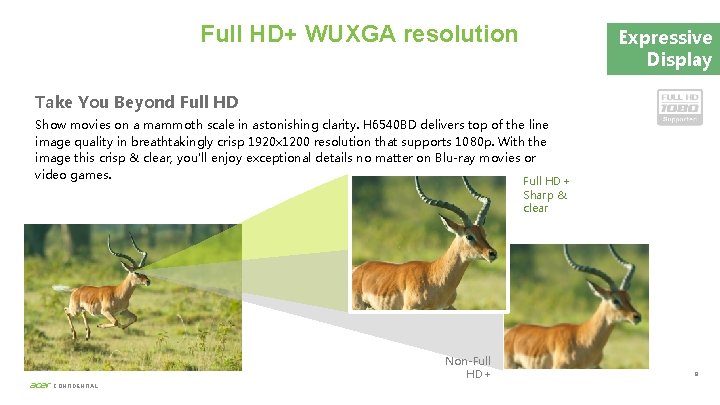 Full HD+ WUXGA resolution Expressive Display Take You Beyond Full HD Show movies on