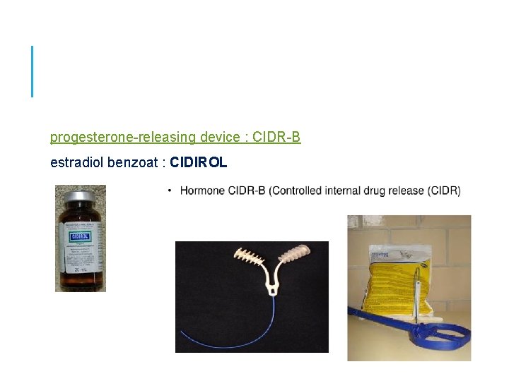 progesterone-releasing device : CIDR-B estradiol benzoat : CIDIROL 