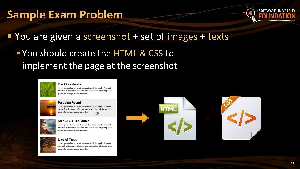 Sample Exam Problem § You are given a screenshot + set of images +