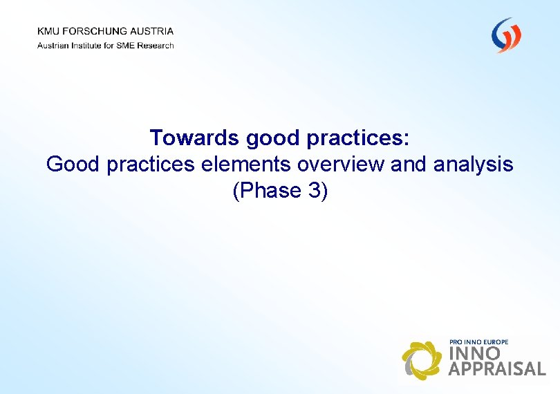 Towards good practices: Good practices elements overview and analysis (Phase 3) 