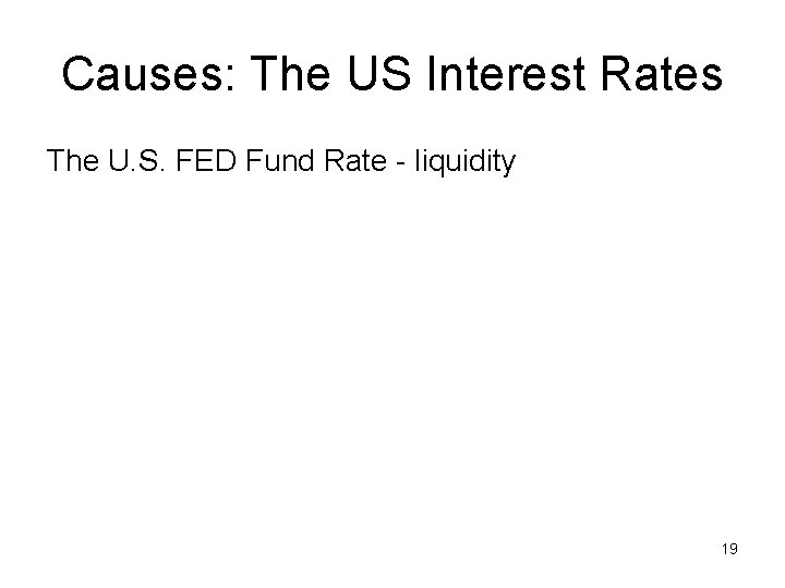 Causes: The US Interest Rates The U. S. FED Fund Rate - liquidity 19