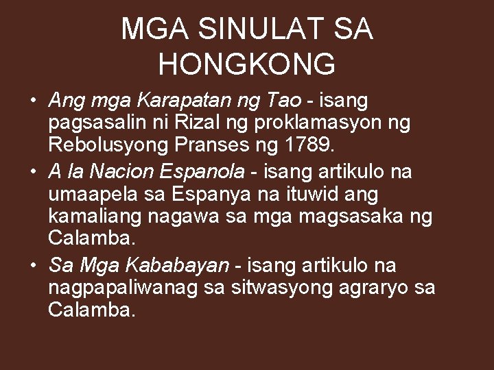 MGA SINULAT SA HONGKONG • Ang mga Karapatan ng Tao - isang pagsasalin ni