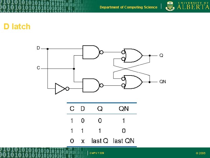 Department of Computing Science D latch CMPUT 229 © 2006 