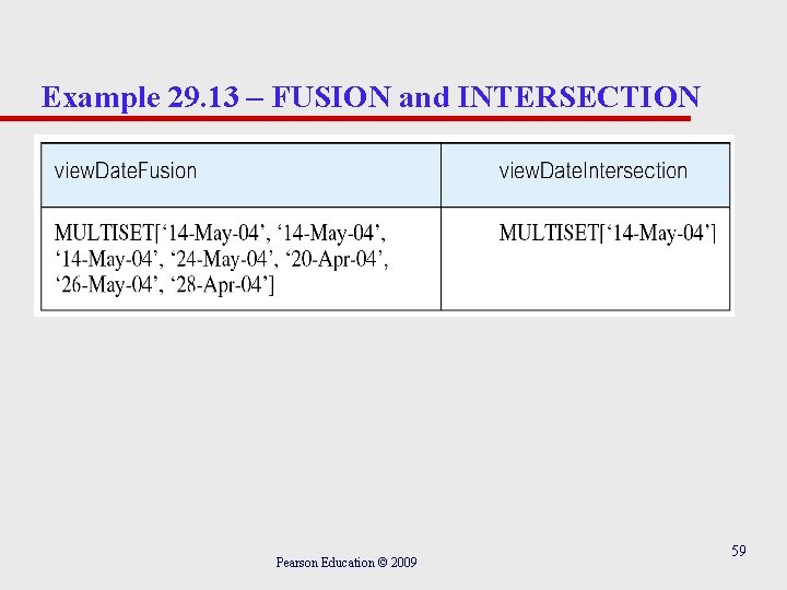 Example 29. 13 – FUSION and INTERSECTION Pearson Education © 2009 59 