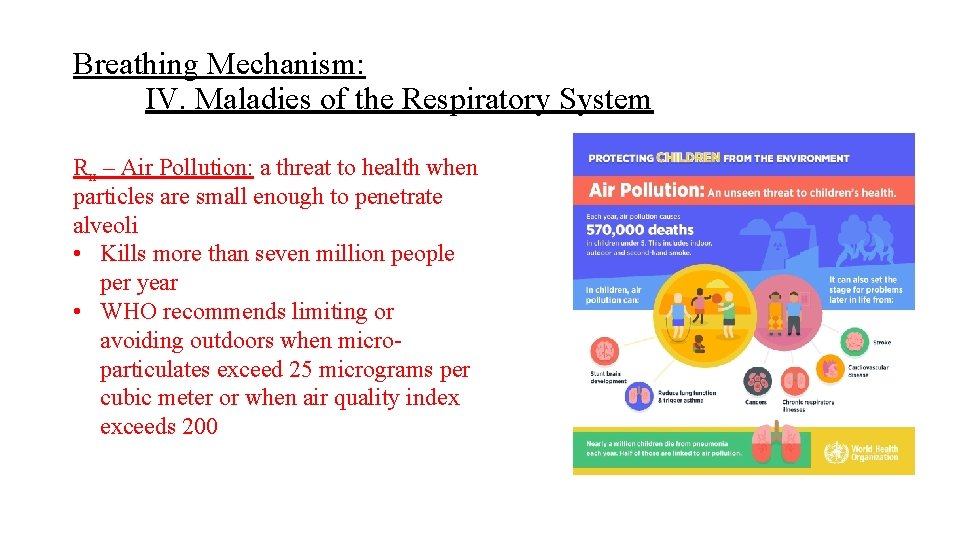 Breathing Mechanism: IV. Maladies of the Respiratory System Rx – Air Pollution: a threat