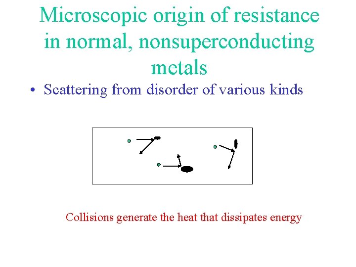 Microscopic origin of resistance in normal, nonsuperconducting metals • Scattering from disorder of various