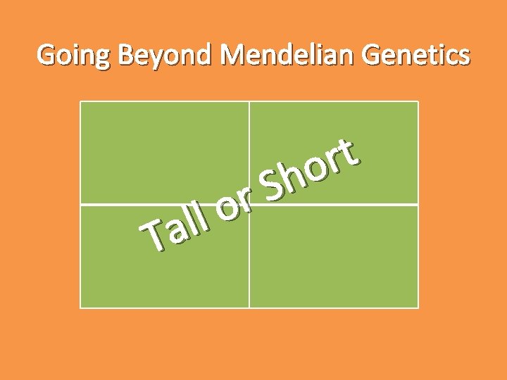 Going Beyond Mendelian Genetics r o l l Ta t r o h S