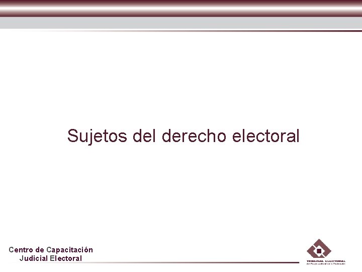 Sujetos del derecho electoral Centro de Capacitación Judicial Electoral 