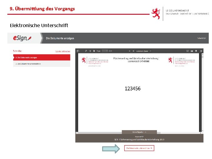 9. Übermittlung des Vorgangs Elektronische Unterschrift 45 