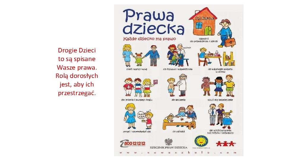 Drogie Dzieci to są spisane Wasze prawa. Rolą dorosłych jest, aby ich przestrzegać. 