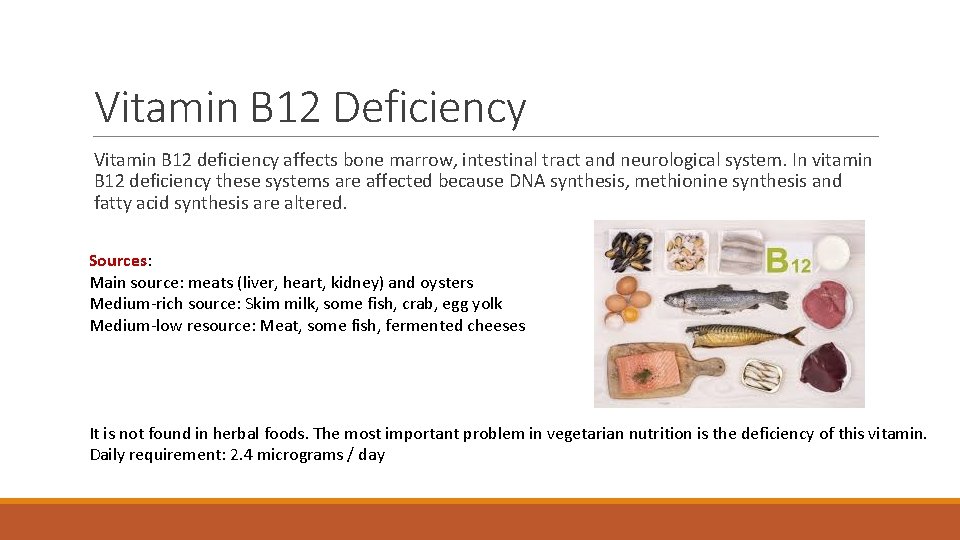 Vitamin B 12 Deficiency Vitamin B 12 deficiency affects bone marrow, intestinal tract and