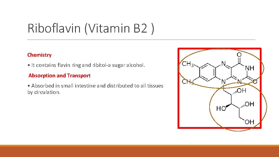 Riboflavin (Vitamin B 2 ) Chemistry • It contains flavin ring and ribitol-a sugar