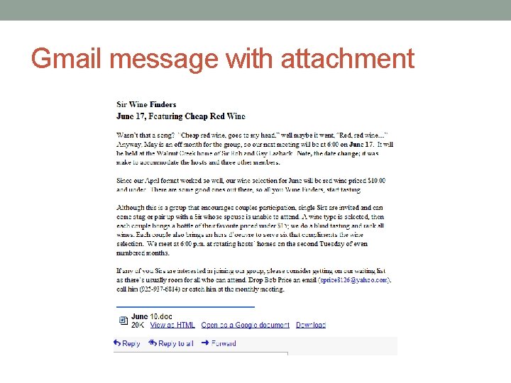 Gmail message with attachment 