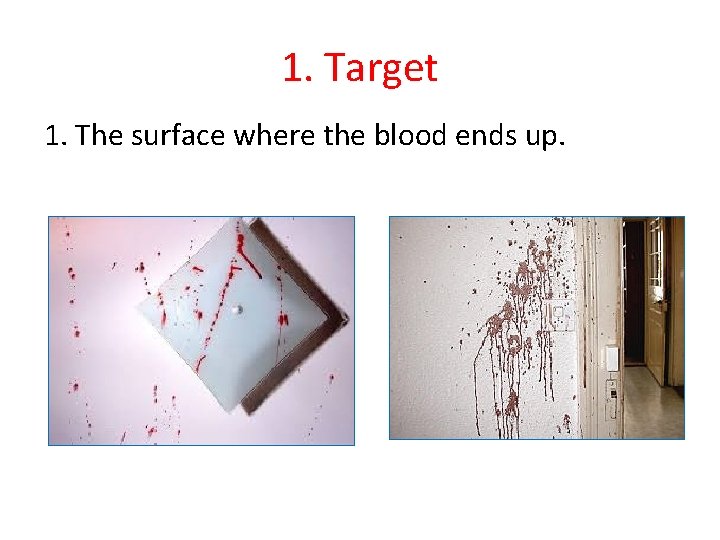 1. Target 1. The surface where the blood ends up. 