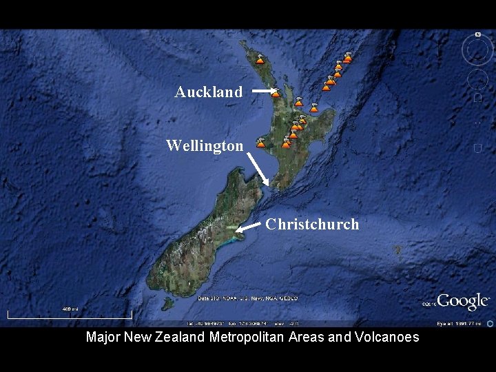 Auckland Wellington Christchurch Major New Zealand Metropolitan Areas and Volcanoes 