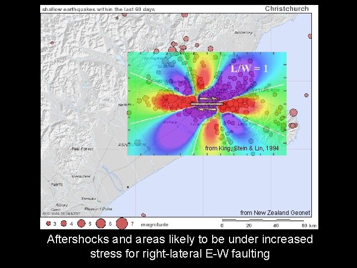 from King, Stein & Lin, 1994 from New Zealand Geonet Aftershocks and areas likely