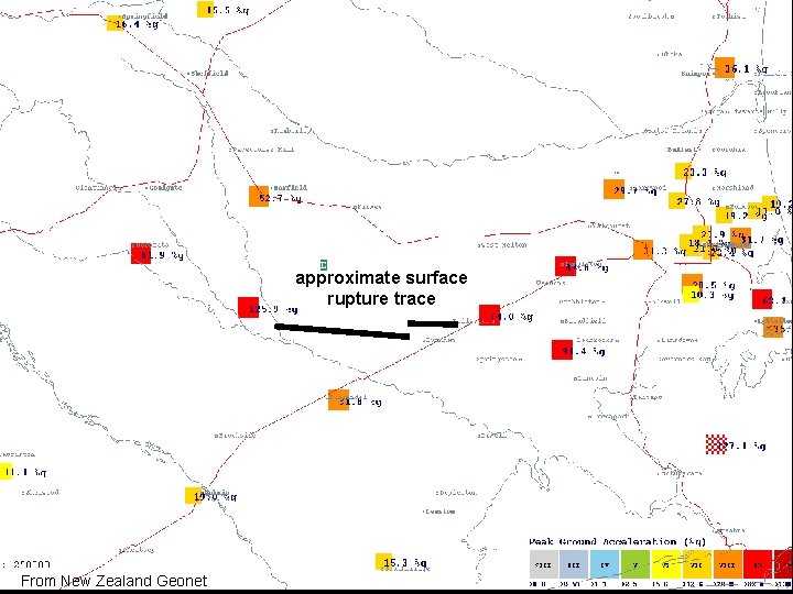 approximate surface rupture trace From New Zealand Geonet 