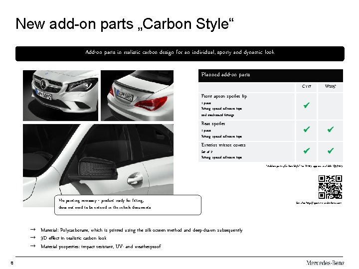 New add-on parts „Carbon Style“ Add-on parts in realistic carbon design for an individual,