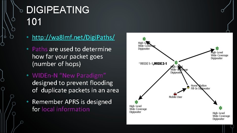 DIGIPEATING 101 • http: //wa 8 lmf. net/Digi. Paths/ • Paths are used to