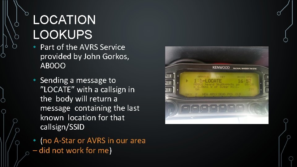 LOCATION LOOKUPS • Part of the AVRS Service provided by John Gorkos, AB 0
