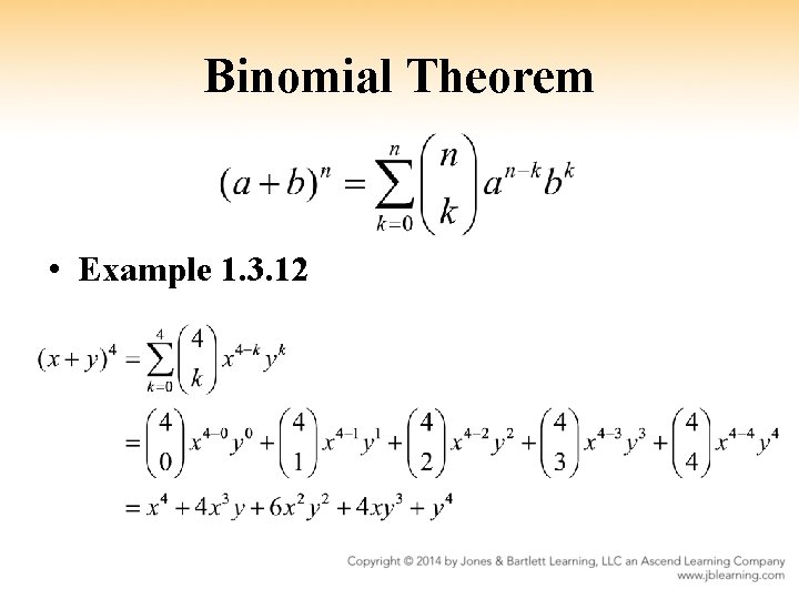 Binomial Theorem • Example 1. 3. 12 