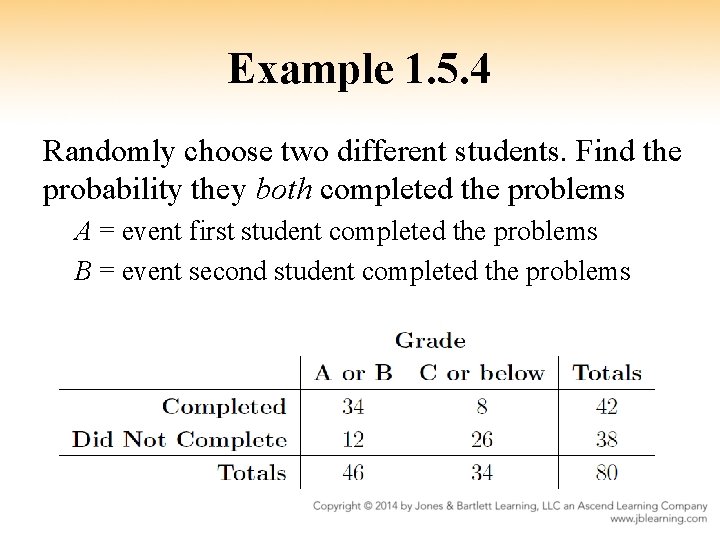 Example 1. 5. 4 Randomly choose two different students. Find the probability they both