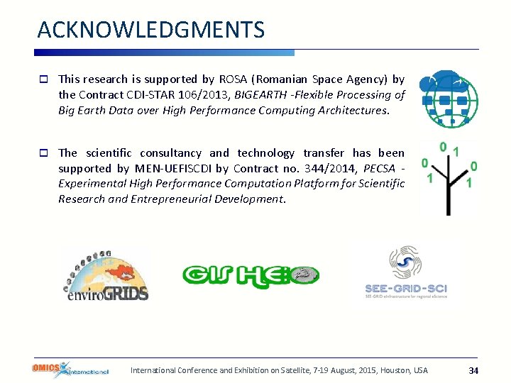 ACKNOWLEDGMENTS o This research is supported by ROSA (Romanian Space Agency) by the Contract