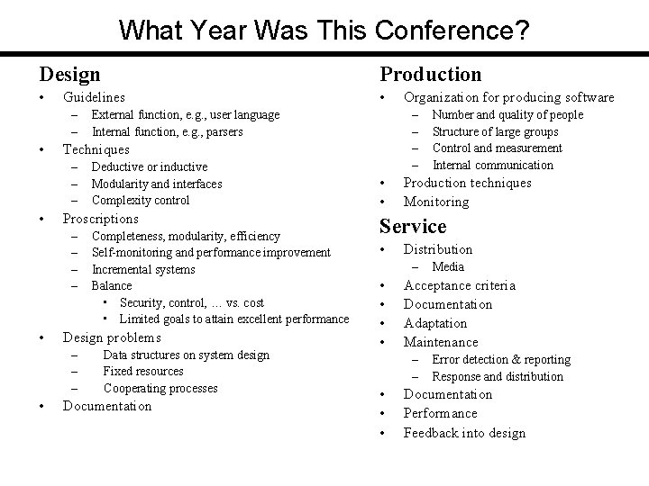 What Year Was This Conference? Design Production • • Guidelines – – • •