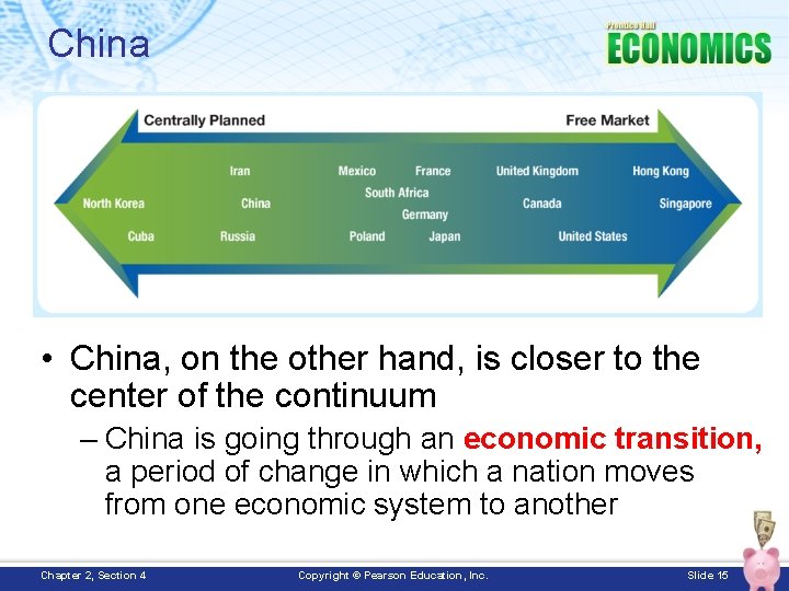 China • China, on the other hand, is closer to the center of the
