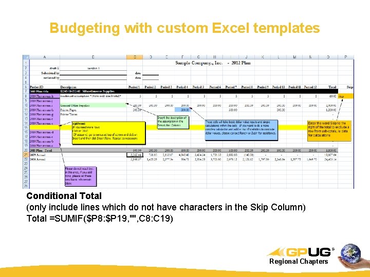 Budgeting with custom Excel templates Conditional Total (only include lines which do not have